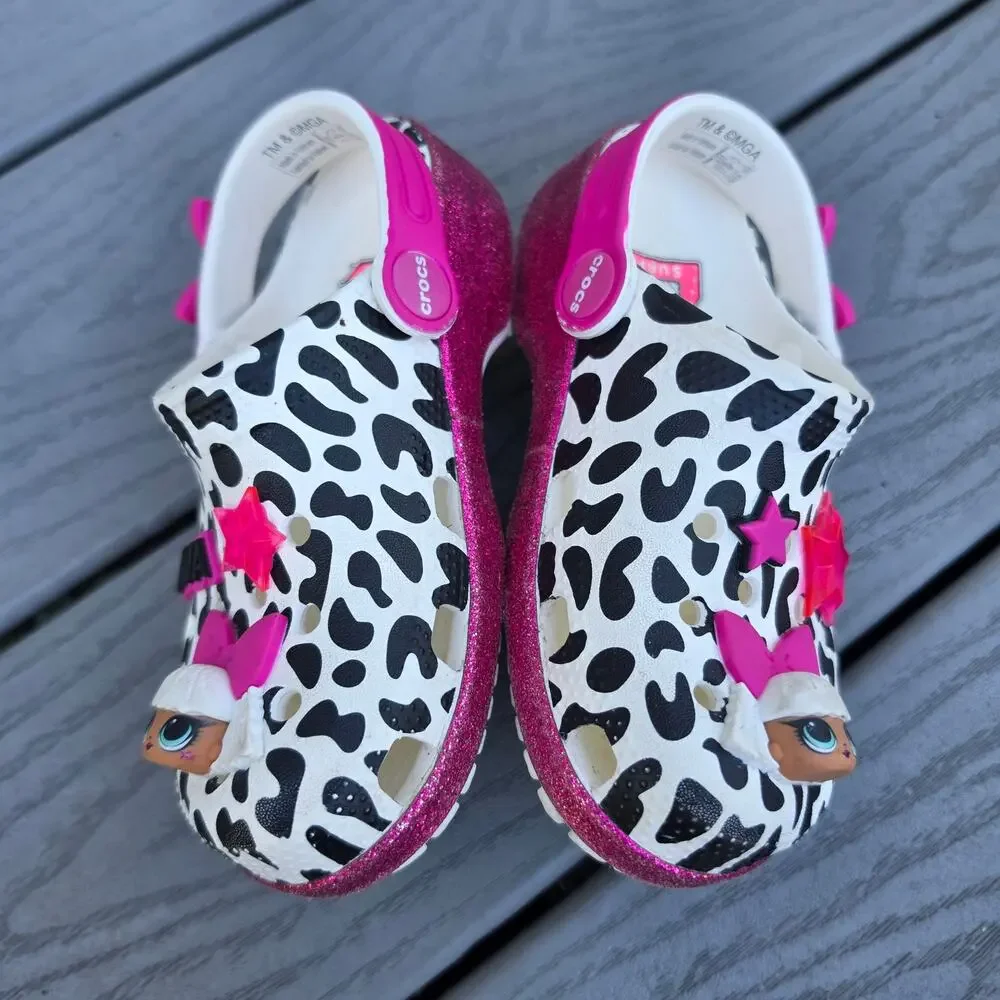 Crocs Kids L.O.L Surprise! Diva Classic Clog Leopard Print with Jibitz, Size C11